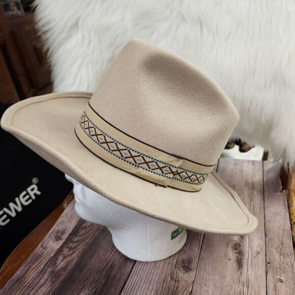 B By Bollman VTG‎ Wide Rim Western Wool USA Wool Mens Hat Sz 7 1/4 - Picture 7 of 10